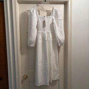 NWT J. Crew Midi Smocked Dress Size: Small  Color:  White